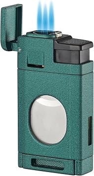 Visol LighCut Butane Torch Triple Flame Refillable Gas Lighter, Built-in Cutter, Windproof Adjustable Flame