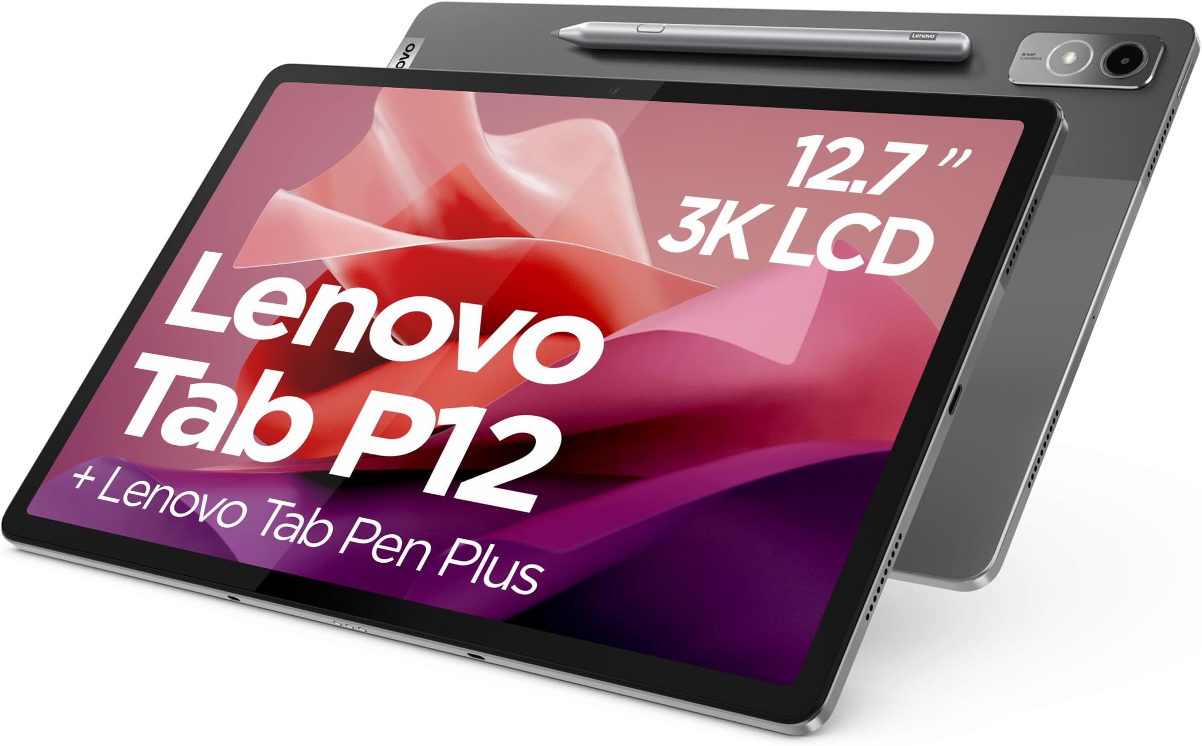 Lenovo Tab P12 - Tablet de 12.7" 3K (MediaTek Dimensity 7050, 8 GB de RAM, 128 GB ampliables hasta 1 TB, 4 Altavoces, WiFi 6 + Bluetooth 5.1, Android 13) Tab Pen Plus - Gris