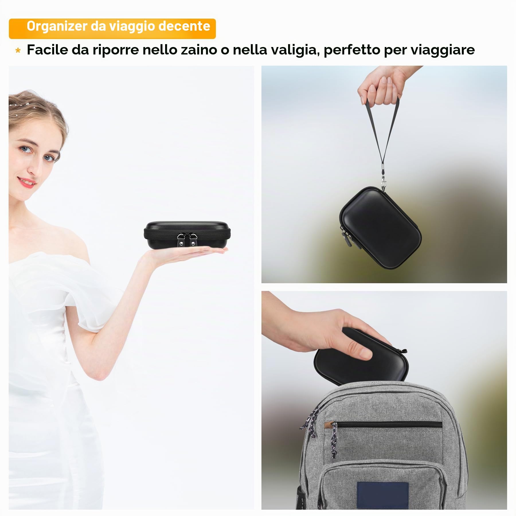 Elonbo Custodia per Kodak Step/Kodak Step Slim Wireless Mobile Instant Photo Mini Stampante a colori, Portable Picture Printer Travel Holder Bag. Nero