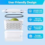Pure Future 24-Piece Set (12-Pack) Fruit & Food Storage Containers for Fridge with Removable Colanders - Airtight Produce Saver, Organizers, BPA-Free, Freezer/Microwave Safe
