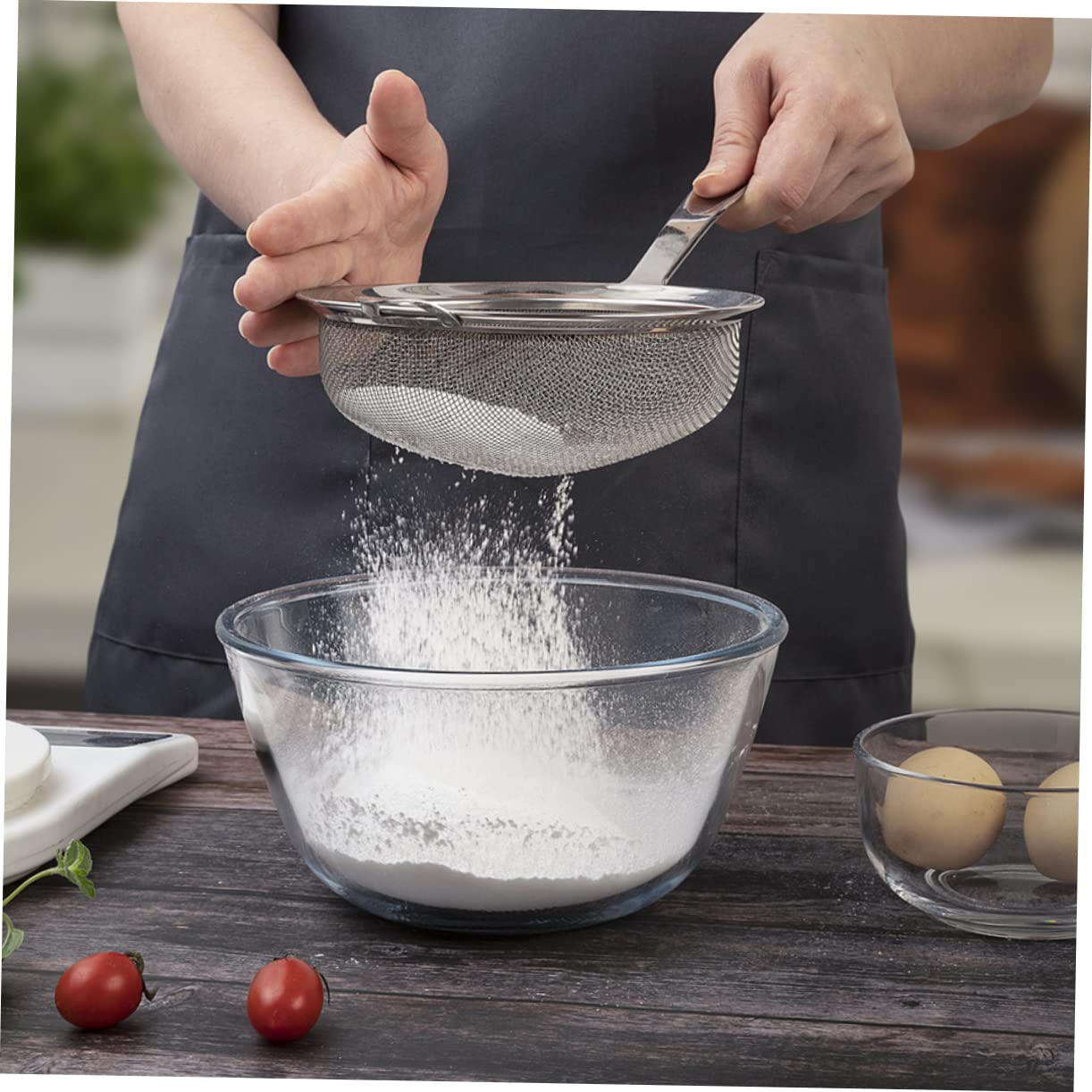 3 pezzi Setaccio per farina manuale Setaccio da cucina a maglia fine sopra il lavello Scolapasta in acciaio inossidabile Setaccio a maglie per pasta Farina Polpa Fi Forniture da cucina in acciaio ino