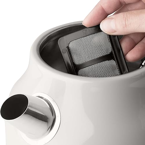 Miniatura 9 de Haden Dorset - Hervidor eléctrico de acero inoxidable de 1,7 litros, hervidor de agua caliente con base de 360 grados y apagado automático, marfil y