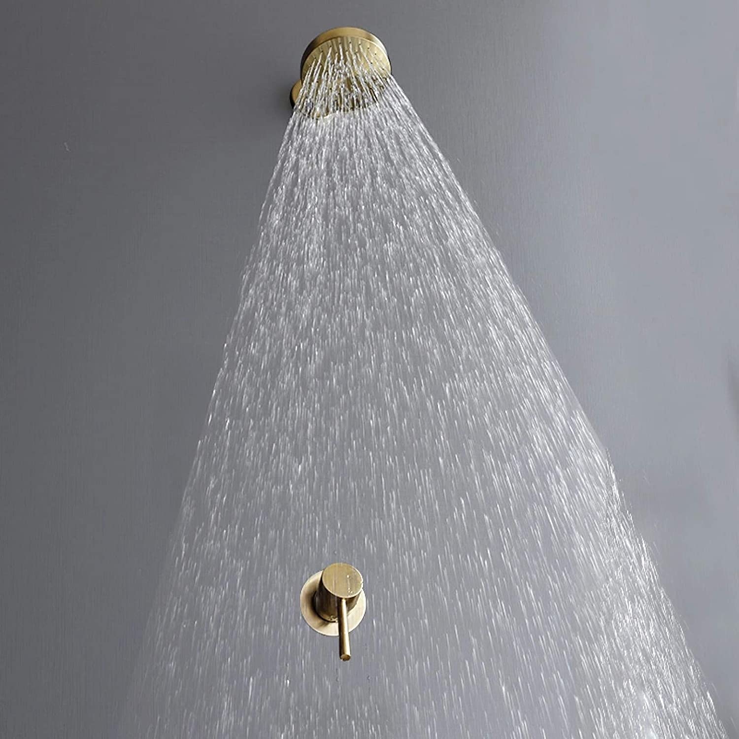 CHEWYNP Rubinetto per Doccia Rubinetto per Doccia in Oro Spazzolato Rubinetto per Doccia a Cascata Reom Rubinetto per Doccia a Parete Set Miscelatore per Doccia a Pioggia in Ottone a paret