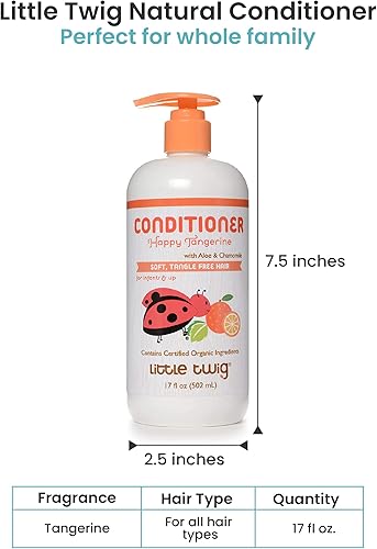 Miniatura 3 de Little Twig Acondicionador, fórmula natural derivada de plantas, mandarina, 17 onzas líquidas.