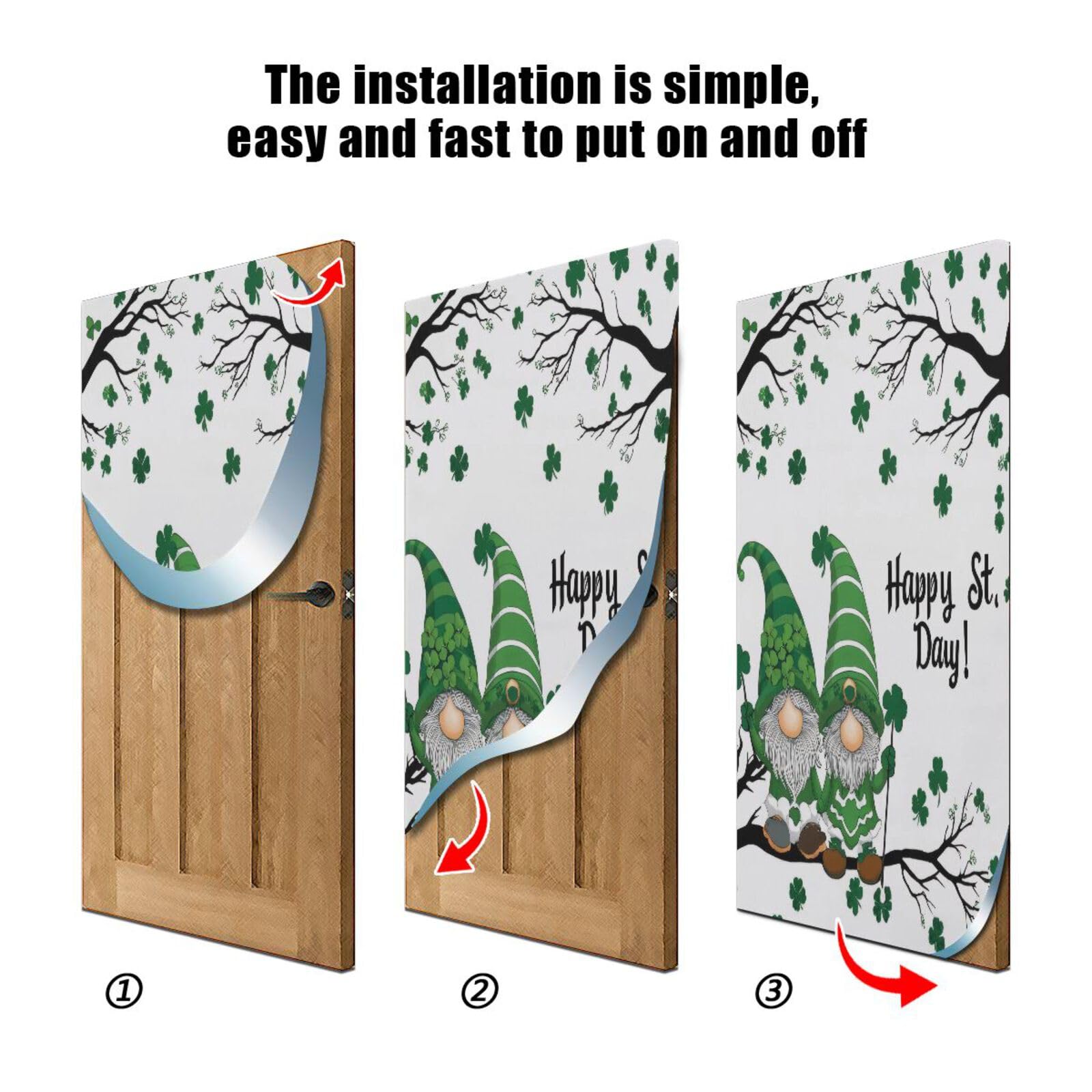 FLildon Shamrock Leaf Gnomes St Patrick's Day Door Cover Decoration, Party Accessory Porch Decor for Festive Ornament Room Door Covers 36 x 98 Inch