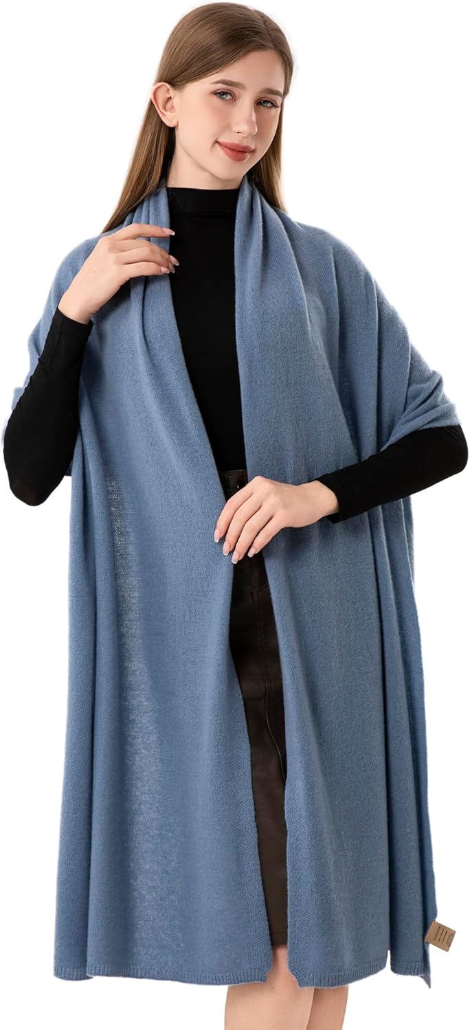 100% Cashmere Knitted Scarf Wrap Stole With Gift Box for Women Airplane Travel Shawl 87x28 IN Extra Large Pashmina - Image 2
