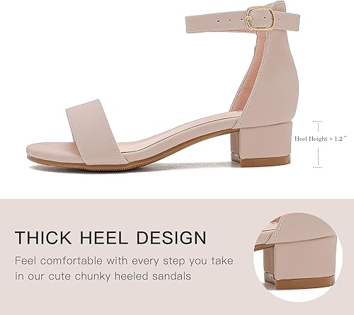Miniatura 6 de Dufannie - Sandalias de vestir de tacón bajo para niñas pequeñas y grandes, con correa para el tobillo, punta abierta, para usar en fiestas de boda,