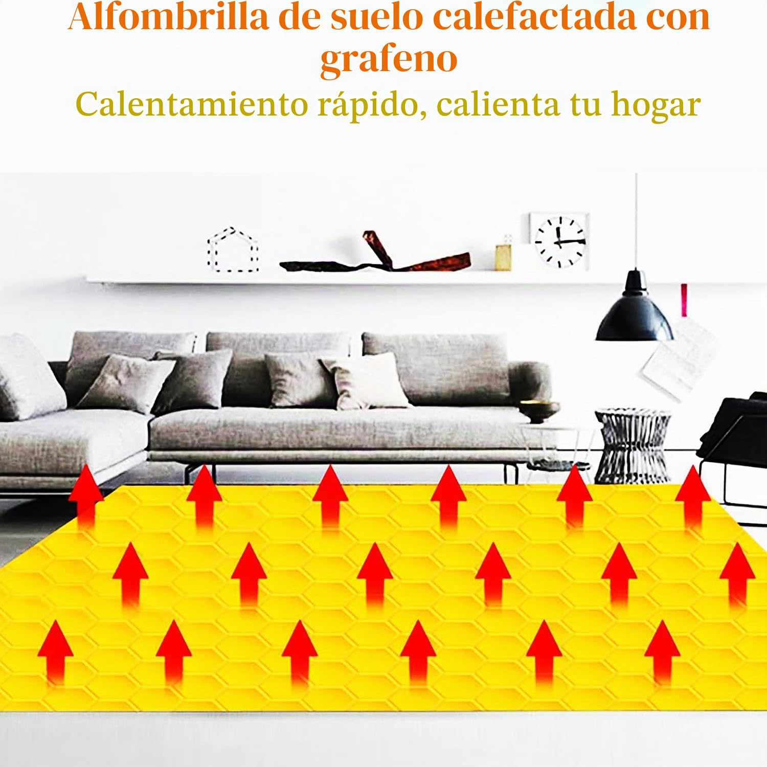 Alfombra eléctrica, tapete calefactable para el suelo, almohadilla calefactora eléctrica, calentadores de pies calefactados para el hogar, calentador eléctrico portátil(H,55x90cm)