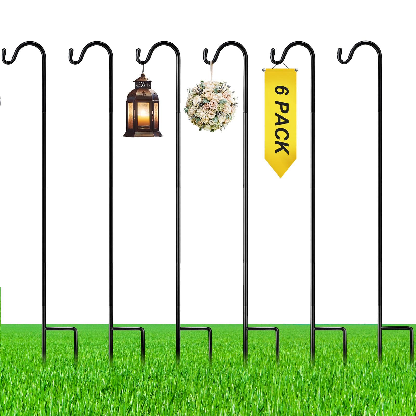 6 Pcs 60 Inch Shepherds Hook for Outdoor Adjustable Bird Feeder Pole