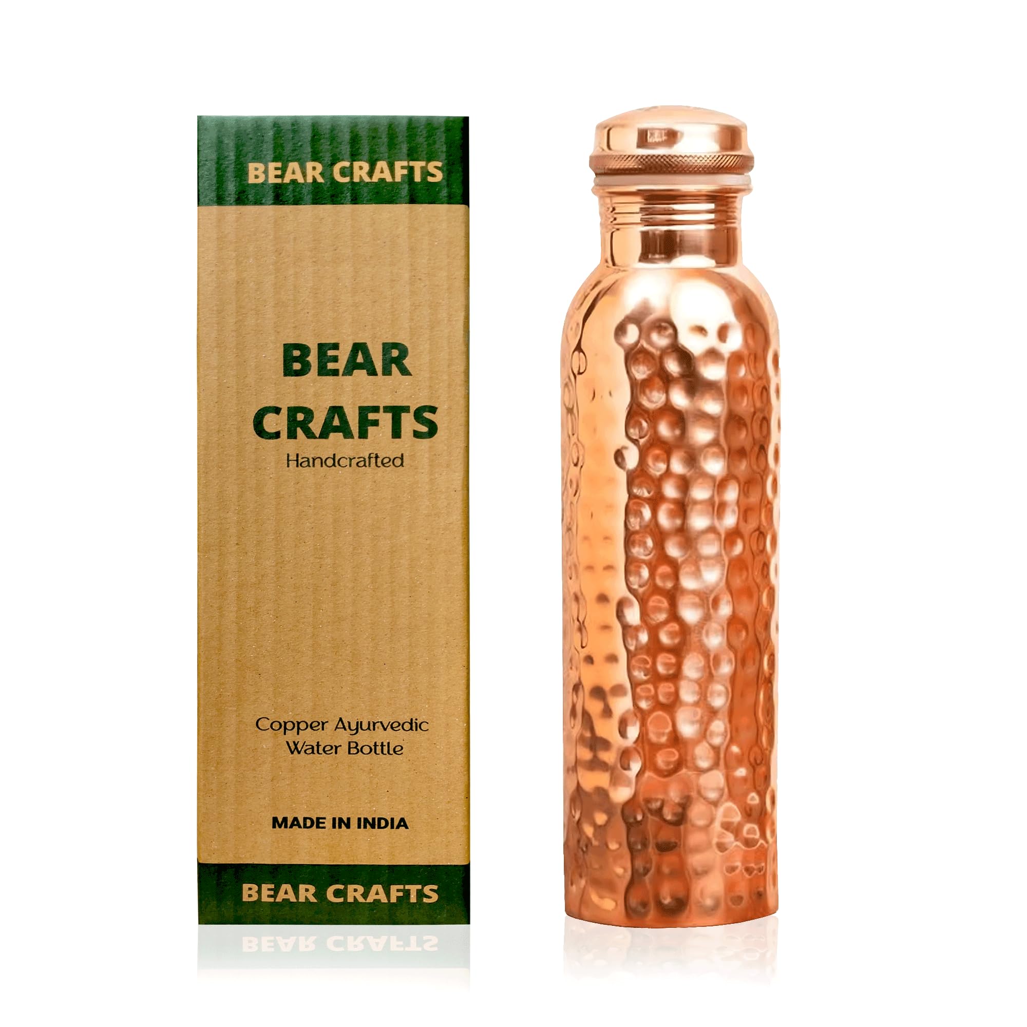 BEAR CRAFTS Ayurvedic Drinking Copper Water Bottle for Sports, Travel, Yoga & Everyday Use, Water Bottle for Gym, Office, Hiking, Outdoor Capacity 32 Oz (Design 2, 32 Oz)