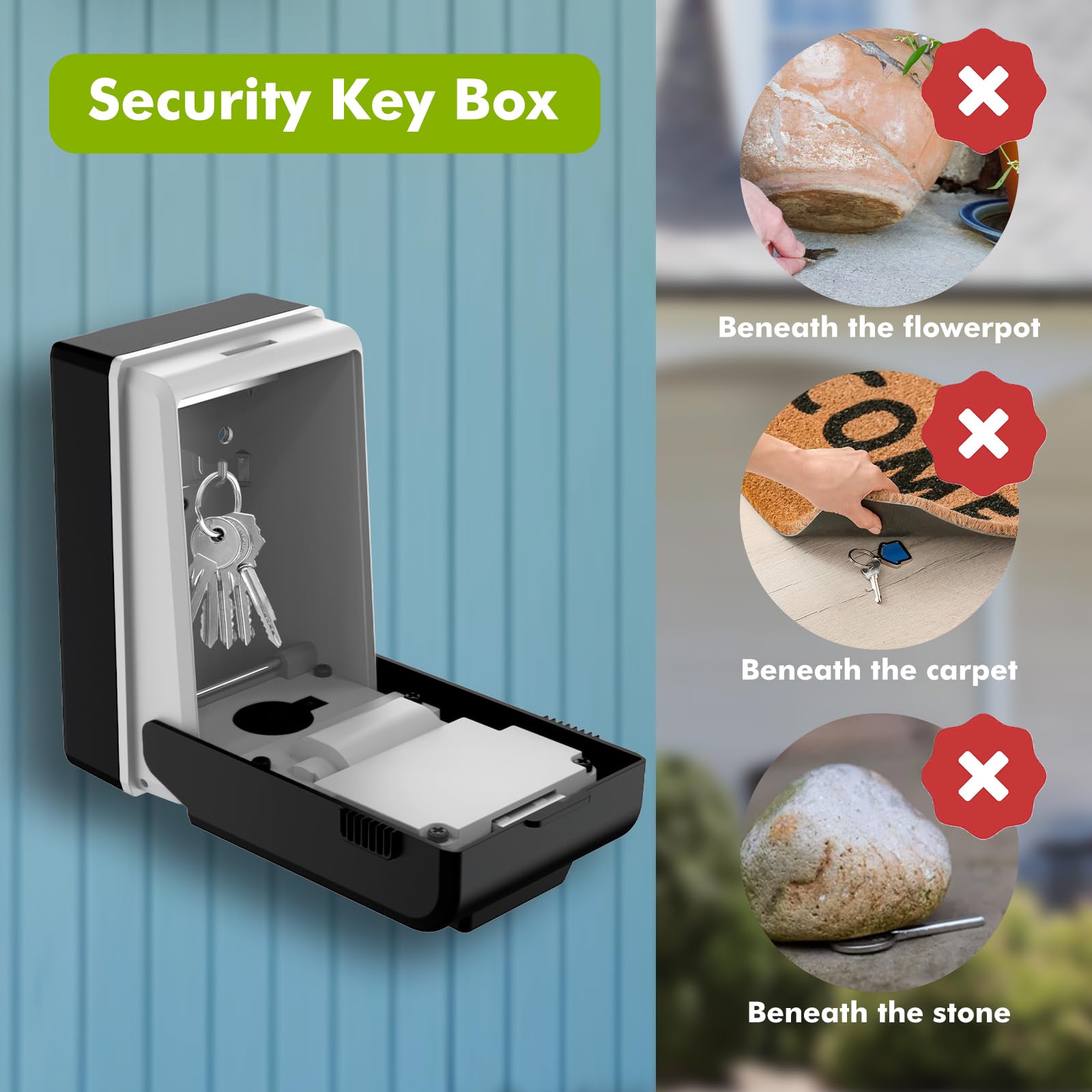 Caja de Seguridad para Llaves con Iluminación, Impermeable Cajetin Llaves con Codigo, para Hogar, Garaje, Oficina