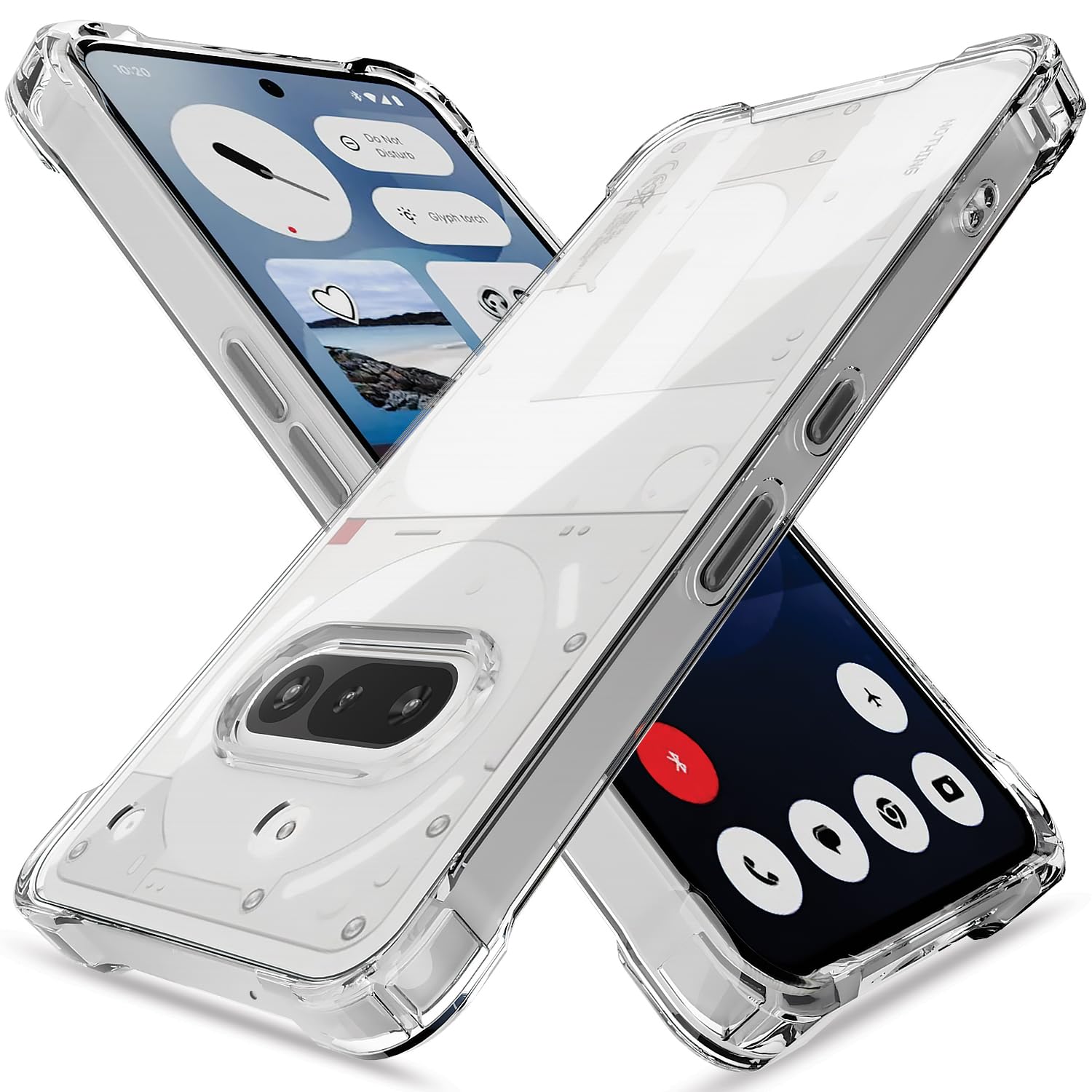 Pikkme Back Cover for Nothing Phone 3a 5G PC + TPU Clear Transparent Raised Edges Shockproof Protective Phone Bumper Case(Transparent)