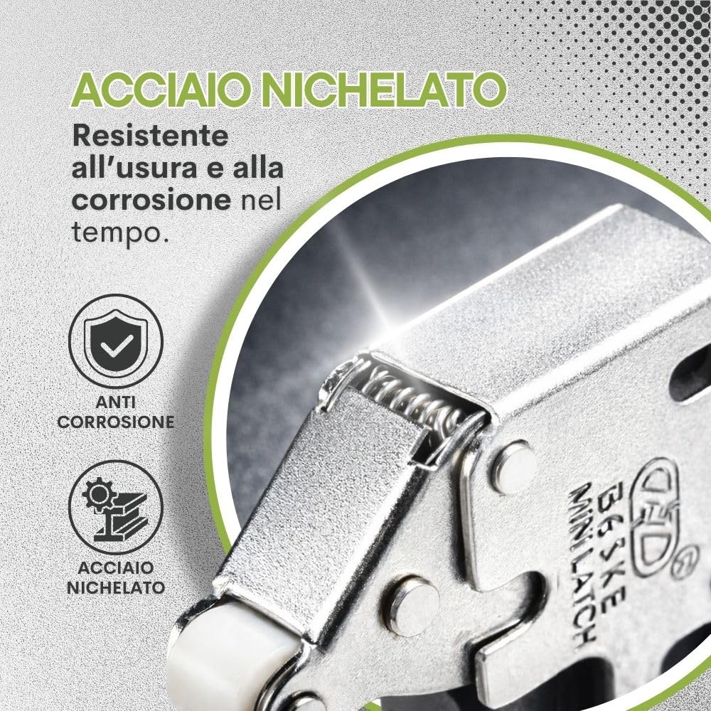 4 pz. Meccanismi push pull modello mini Latch – originali BASKE - clic clac per botole e sportelli di ispezione – scrocco a molla (4 pz.)