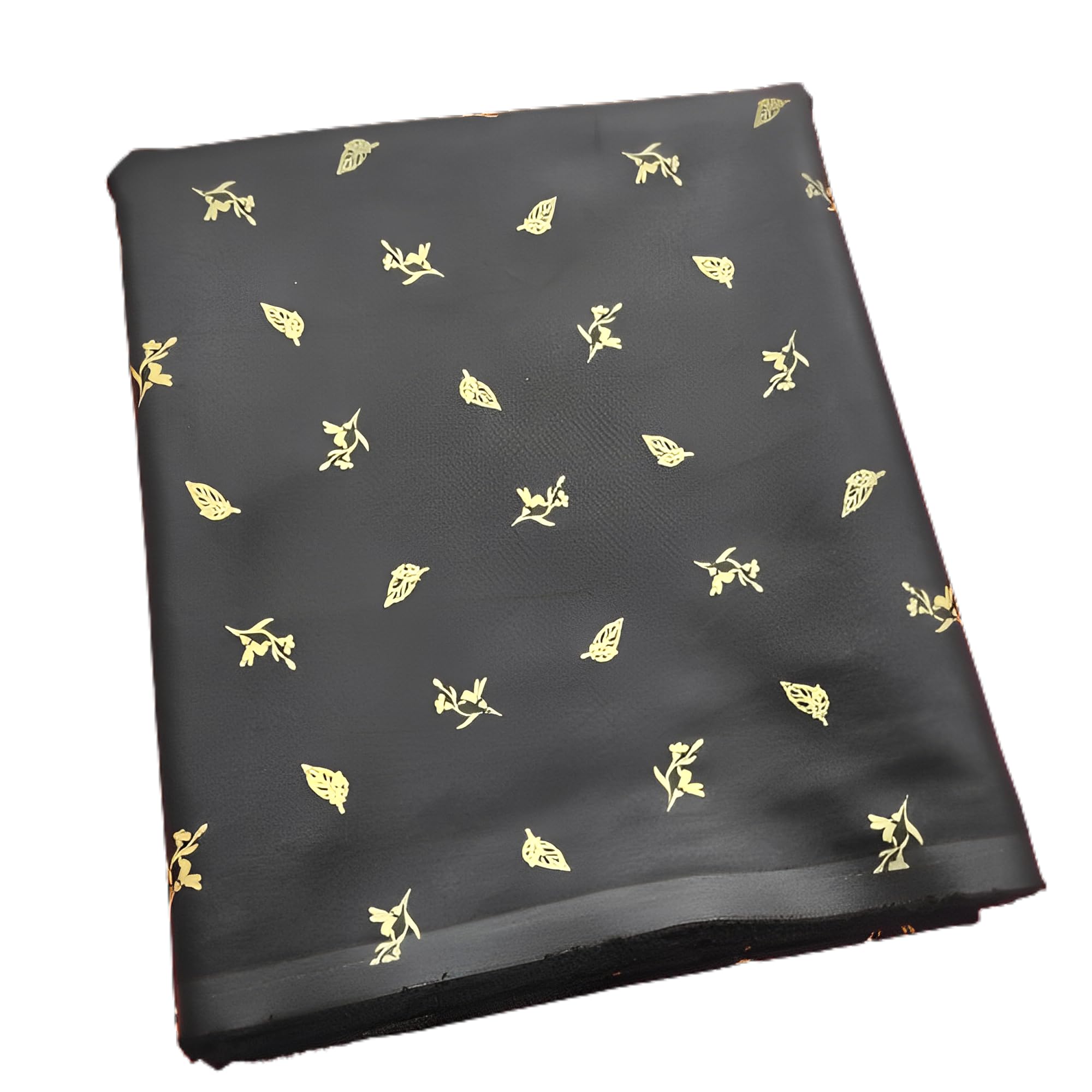 premium ustitched black colored golden printed self desgin shirt fabric 100% butter slk shirt cloth pieece-image-19
