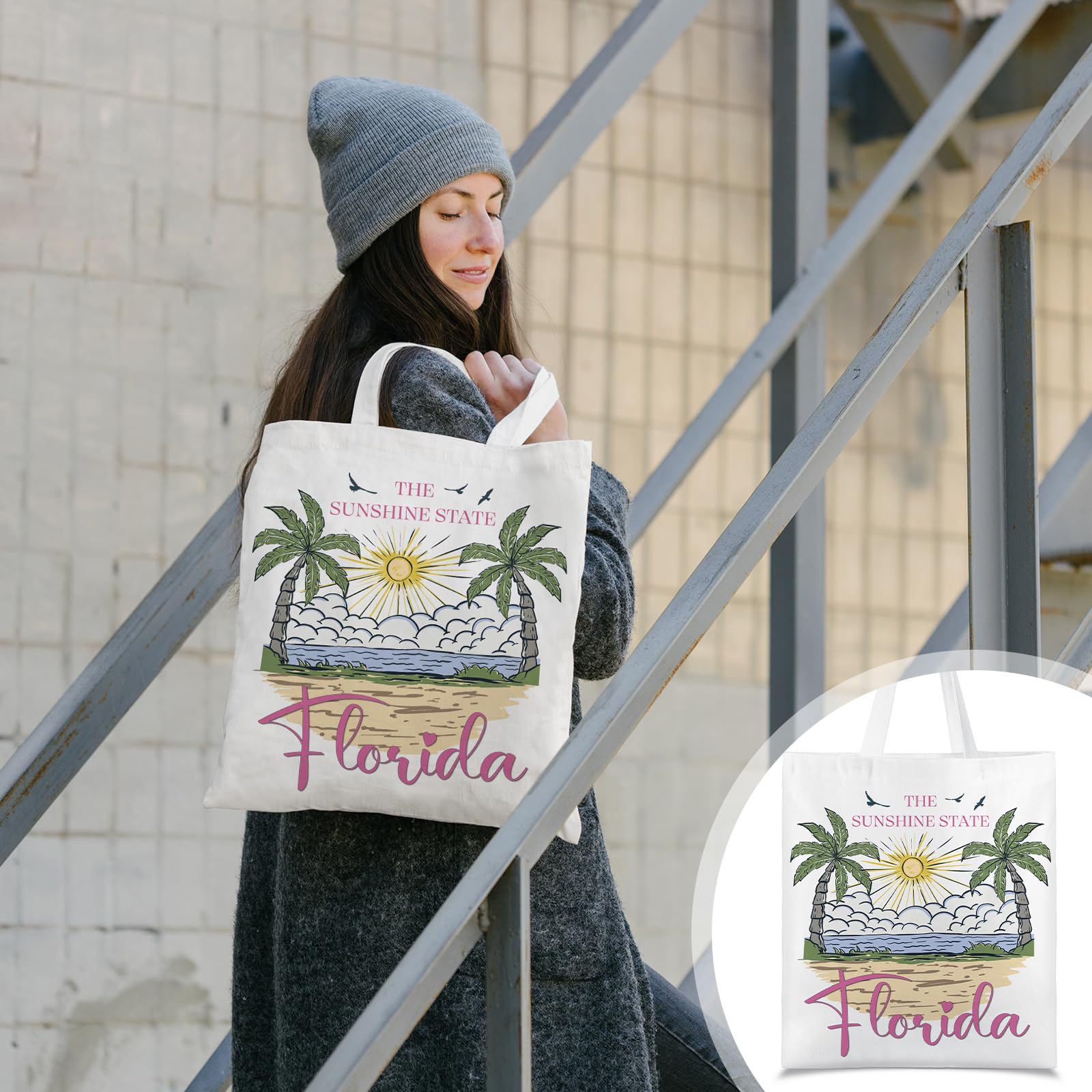 Paterr 4 Pcs Florida Souvenirs Gifts 12oz Tumbler Canvas Bag Cosmetic Bag Keychain Florida Travel Gifts Souvenirs for Traveler Women Graduation Christmas