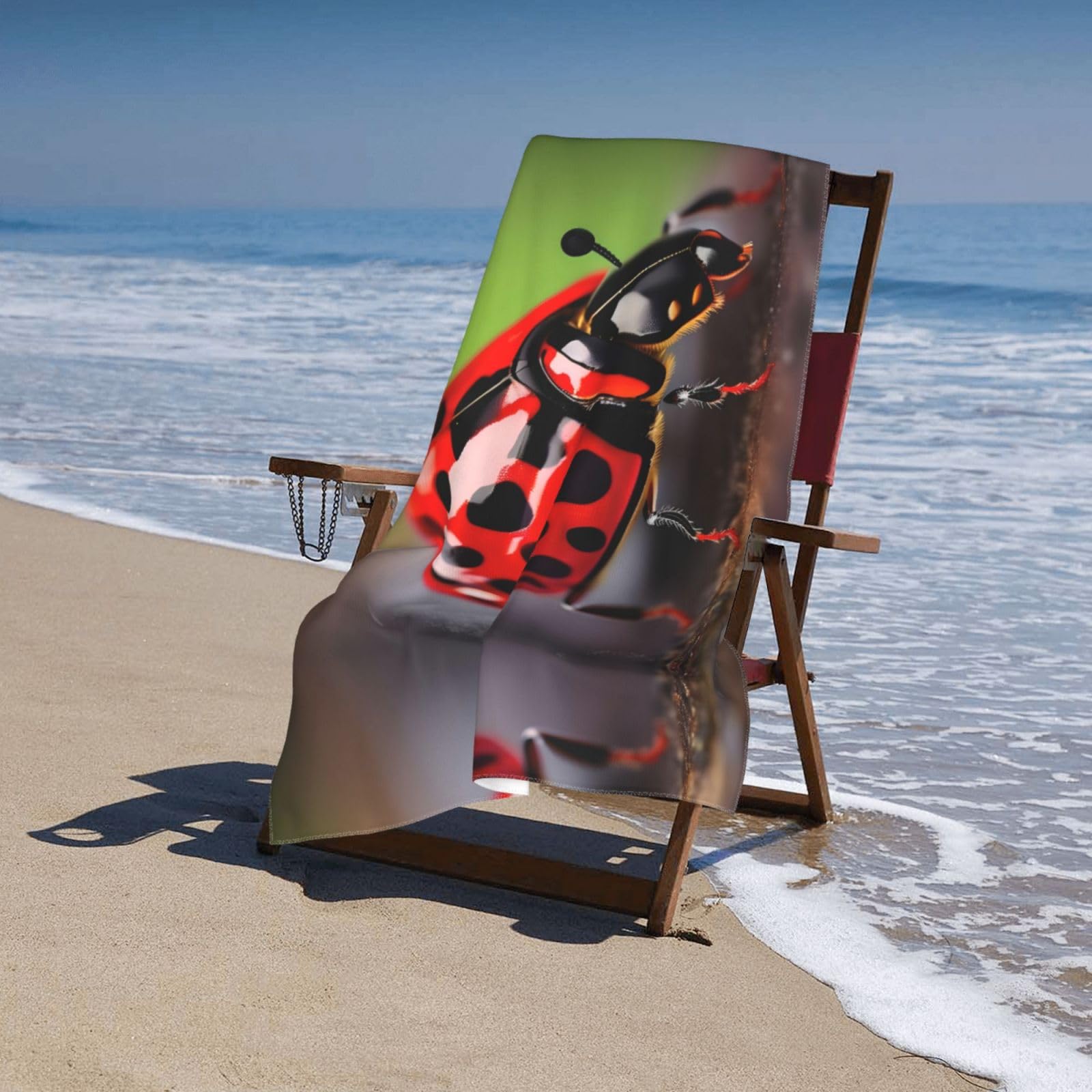 Amazon｜NEZIH レッドてんとう虫柄プリントマイクロファイバービーチ