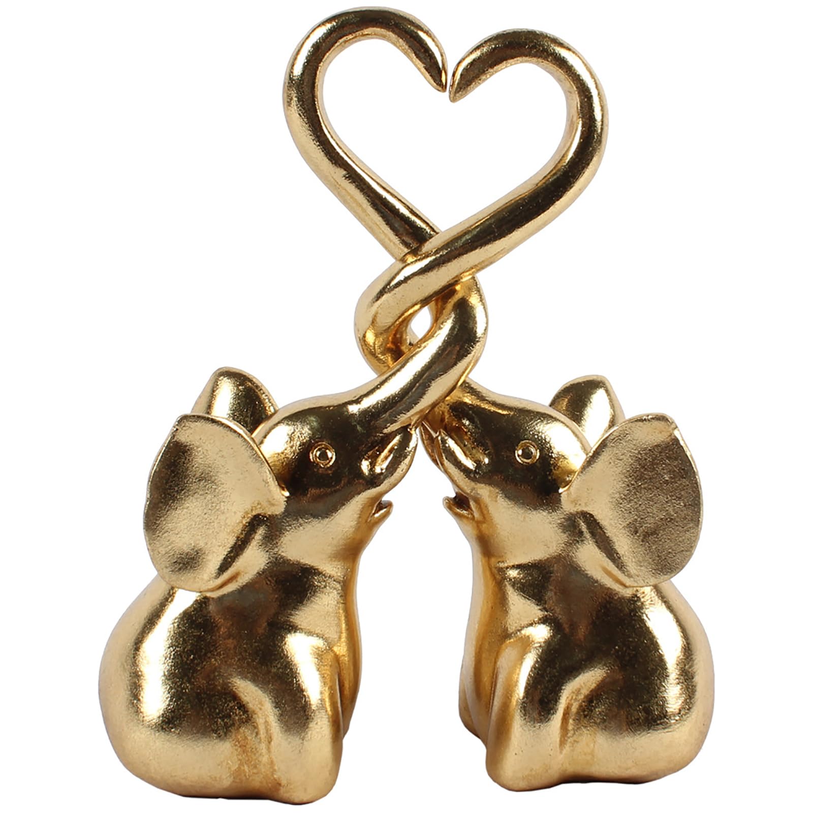 Msioytog Elephant Decors with Heart Shape Trunk Resin Animal Figurine Perfect for Valentines Wedding Anniversary Elephant Statue with Heart Shape Trunk
