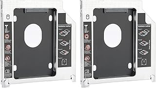 2Pcs SSD HDD Caddy 9.5mm Case Adapter, 2nd SSD HDD Caddy Optical Drive Bay DVD Adapter Case 9.5mm with 3‑Way Protection Switch for Universal Laptop CD/DVD-ROM Optical Bay