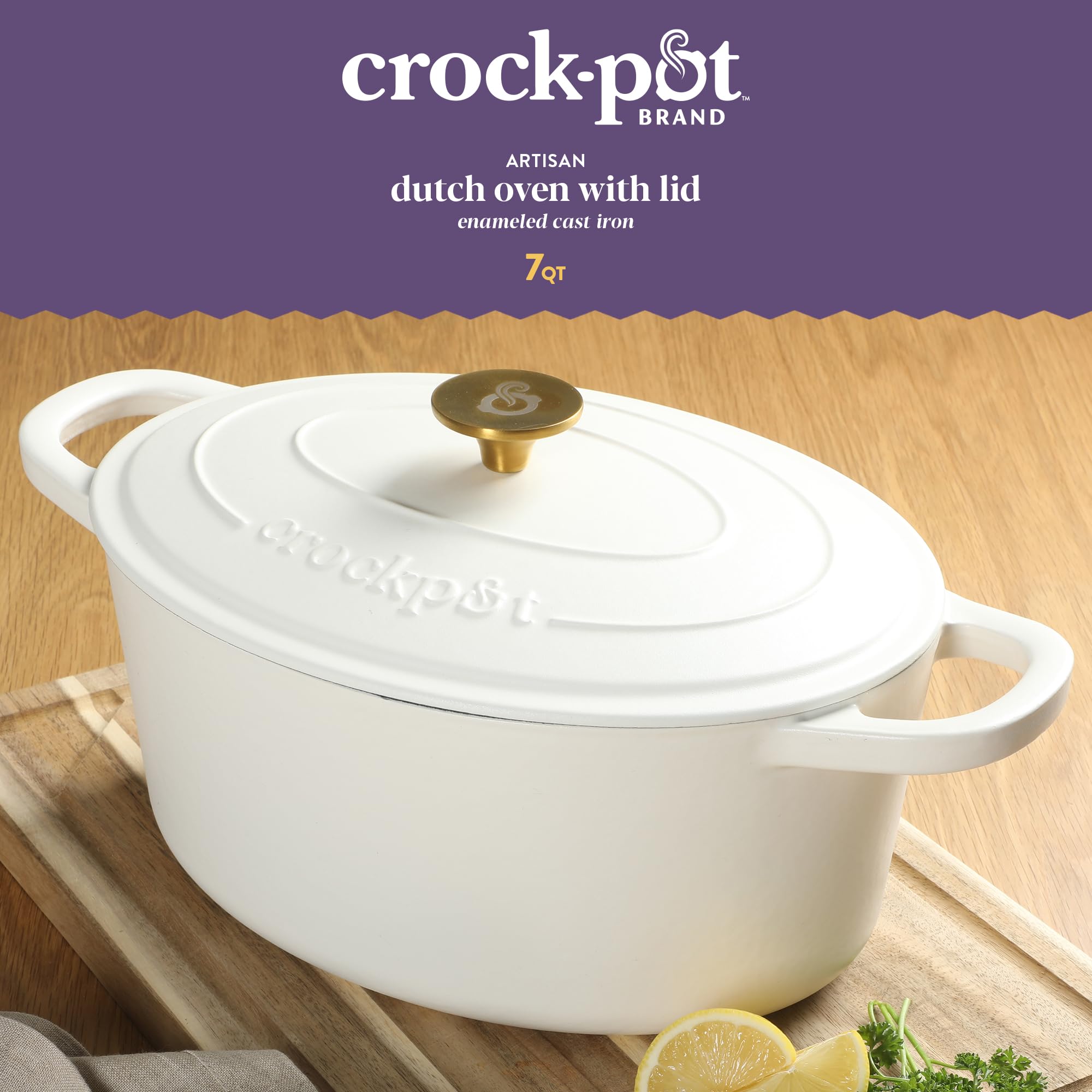 Amazon.com: Crock Pot Artisan 7-Quart Oval Dutch Oven With Lid