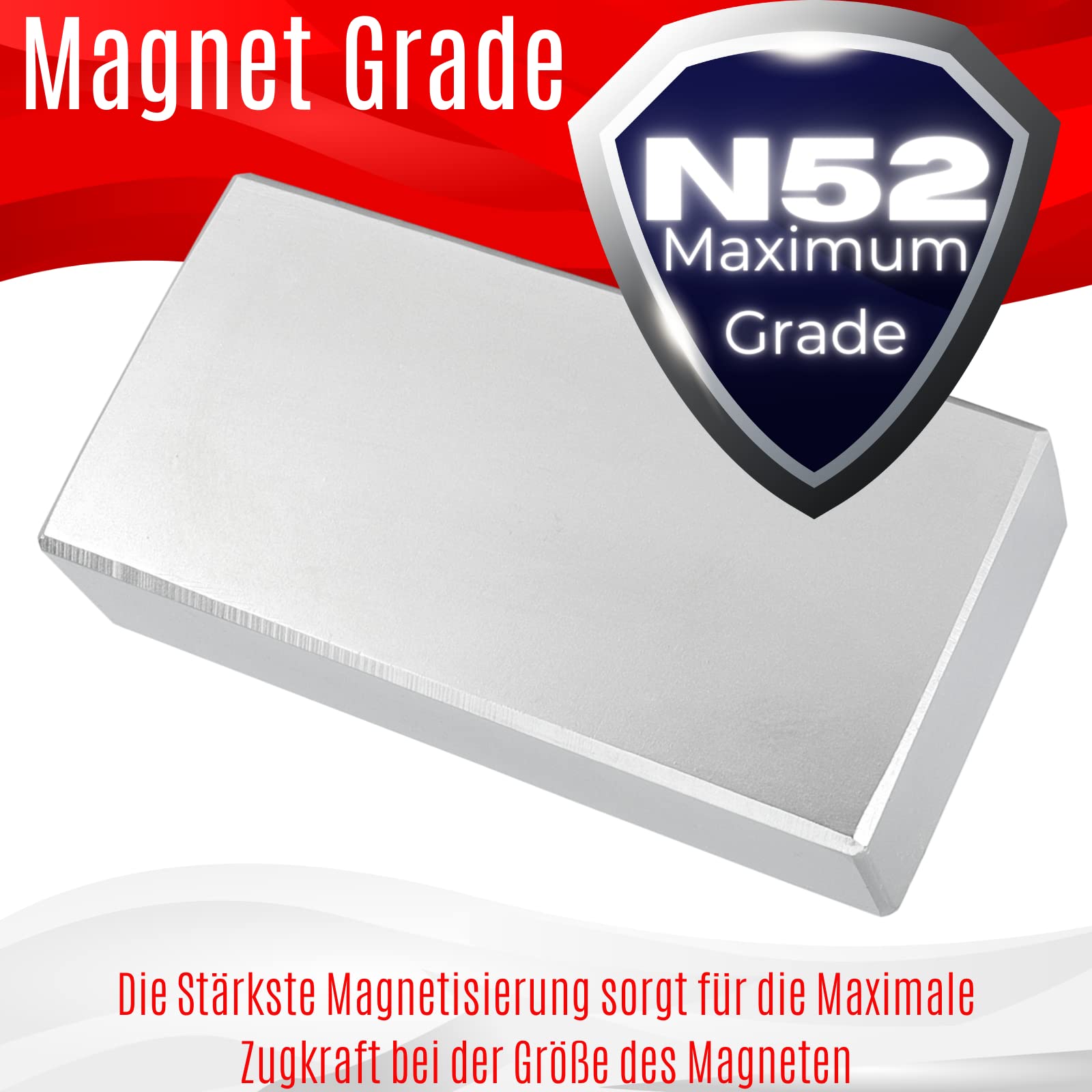 Magnes neodymowy N52 80 mm x 40 mm x 20 mm – bardzo mocny super magnes prostopadłościan duży – magnesy neodymowe 220 kg Power Block płyta