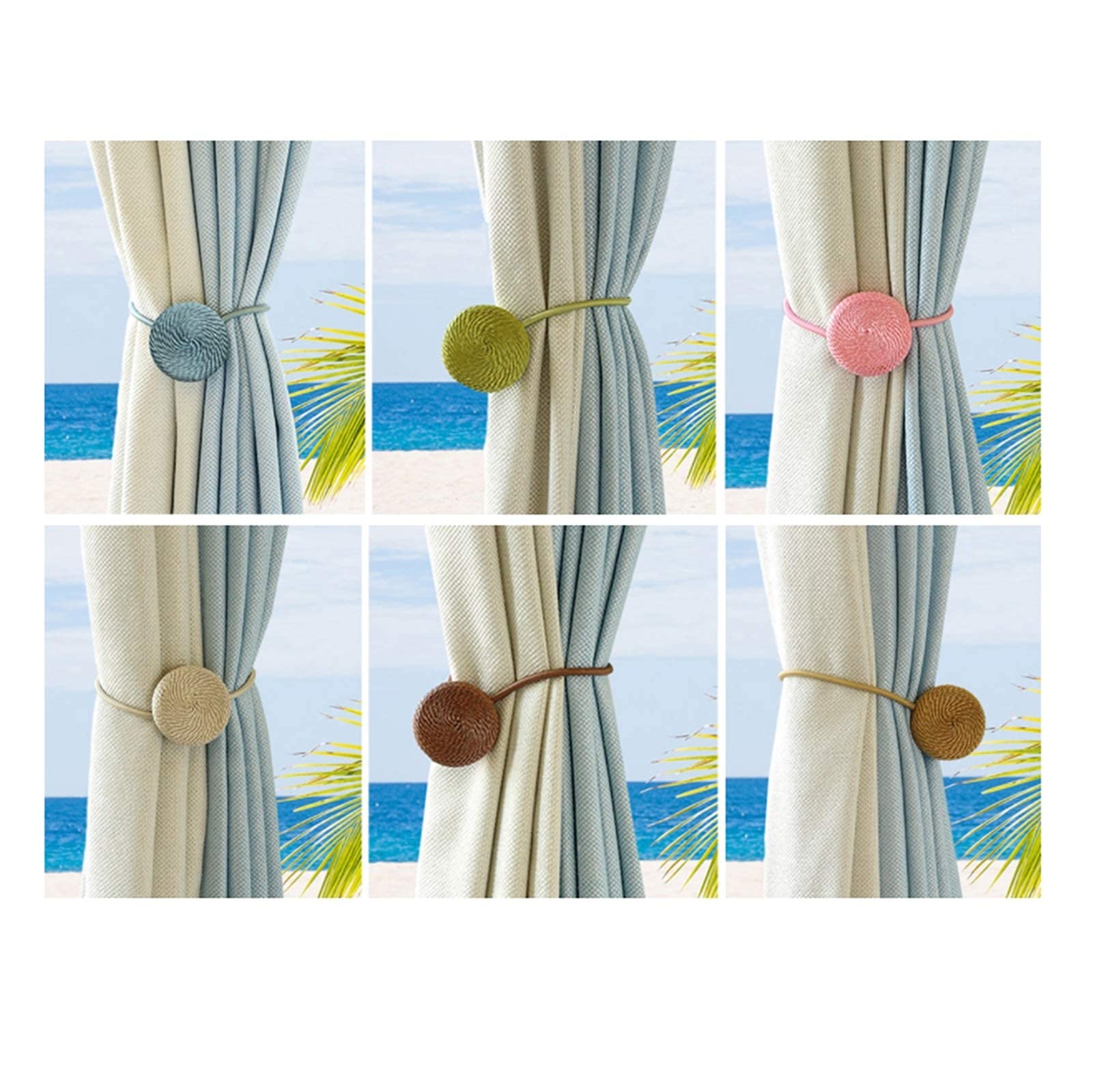Rideau 2 pièces magnétique Rideau Embrasse Maison décoratif Rideau Boucle Corde Sangle Accessoire Aimant Rideaux Support Boucles