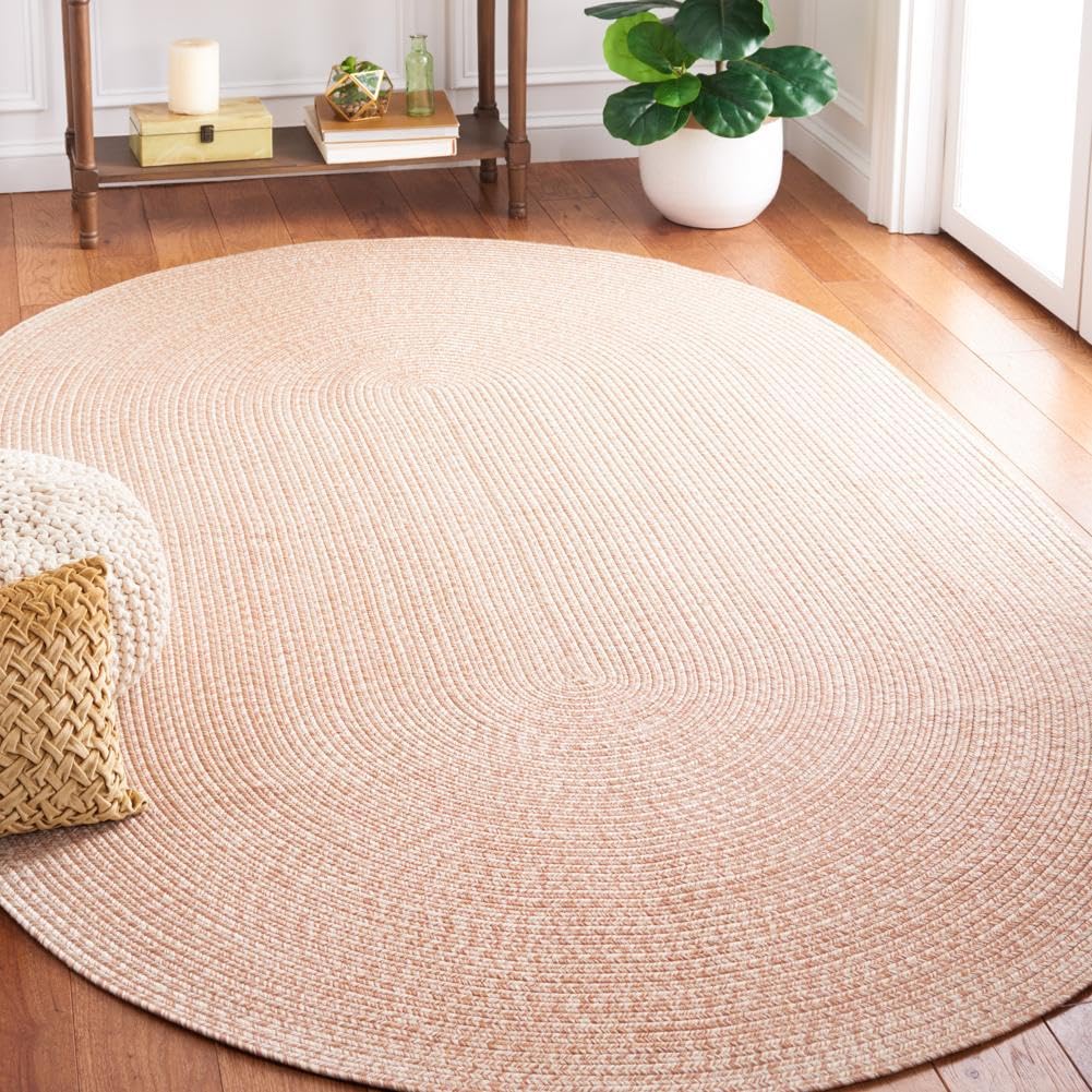 SAFAVIEH Washable Rug Outdoor Braided Collection - 9' x 12' Oval, Natural, Handmade & Reversible, Non-Shedding & Easy to Clean, Ideal for Patio,