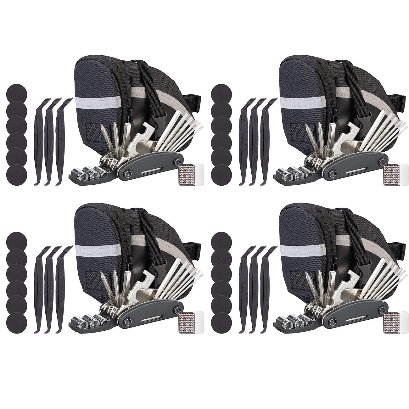 Semptec Urban Survival Technology attrezzo bici: Set da 4 Strumento multitool per bicicletta 16in1, con kit di riparazione per pneumatici, borsa (set di attrezzi bicicletta)