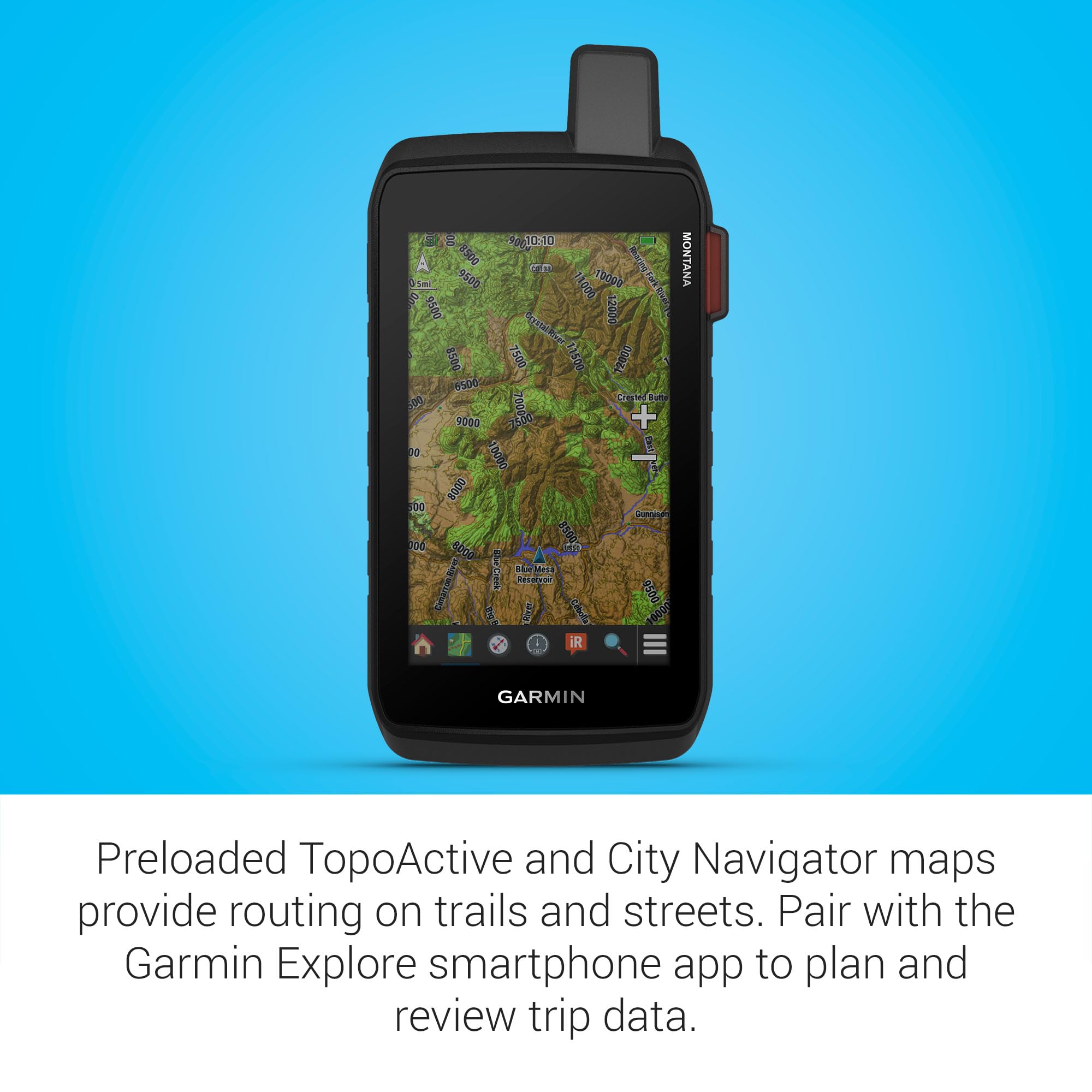 Garmin Montana® 710i, Rugged GPS Handheld Navigator with Built-in inReach® Technology for SOS and 2-way Texts in Remote Areas, 5” Touchscreen, Satellite Imagery and Maps for Routing on Roads or Trails