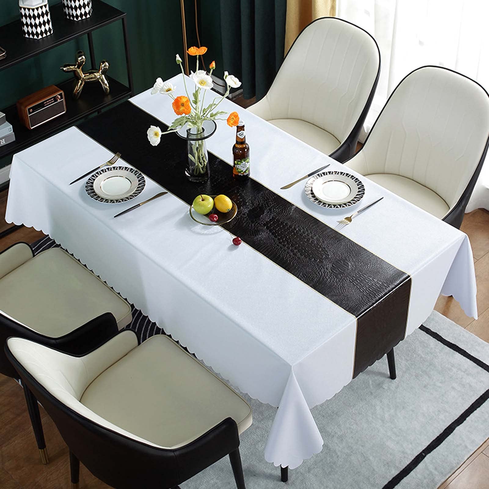 Nappe carrée imperméable PVC blanche résistante salle à manger