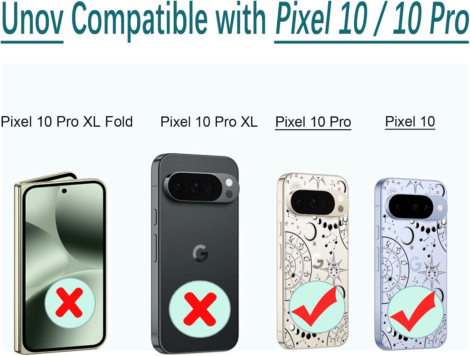Unov Case for Pixel 10 Pro/Pixel 10, Black, Unoverse Galaxy