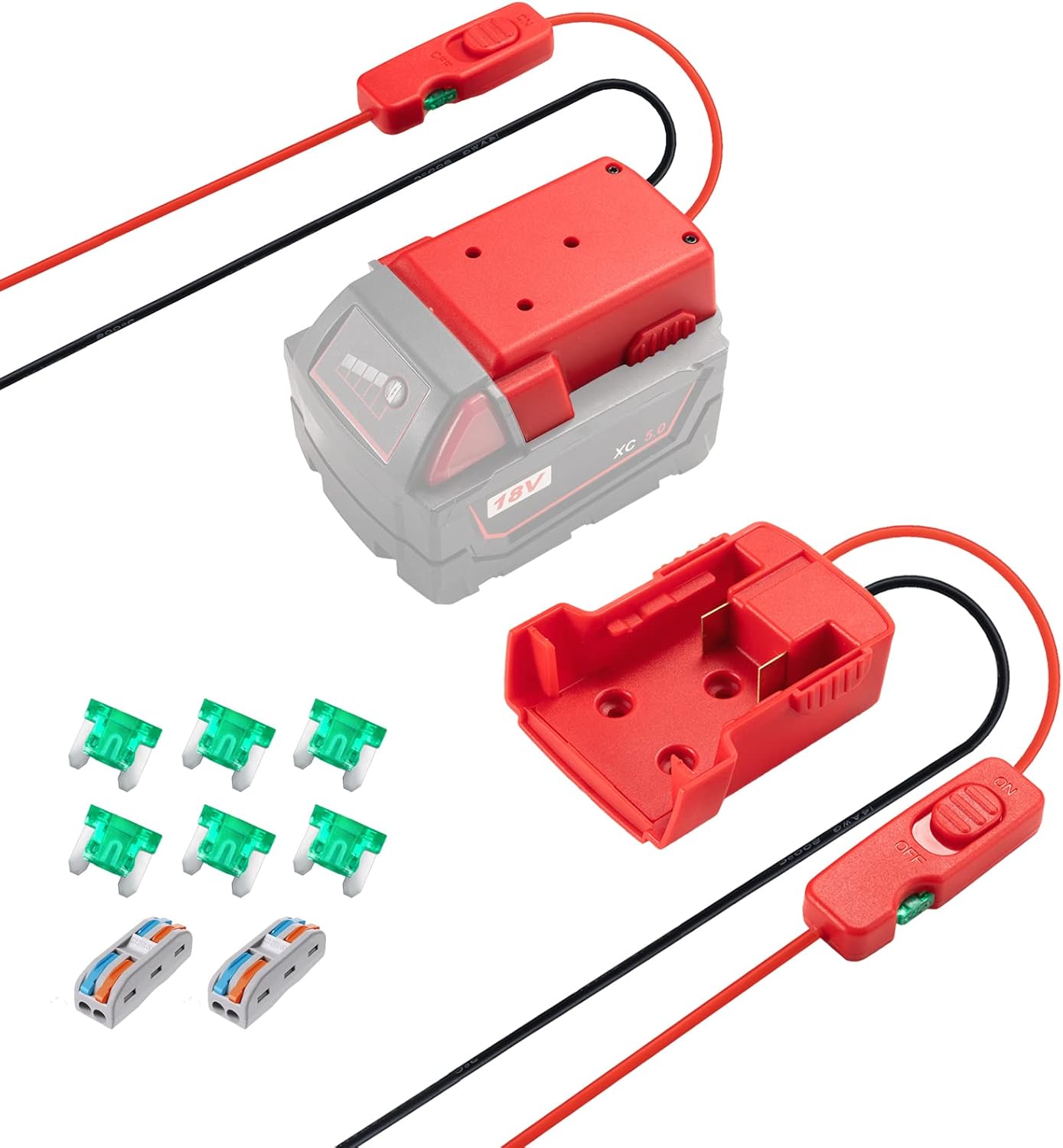 2 Packs Power Wheel Adapter for Milwaukee M18 18V 48111860,48111850 Liion