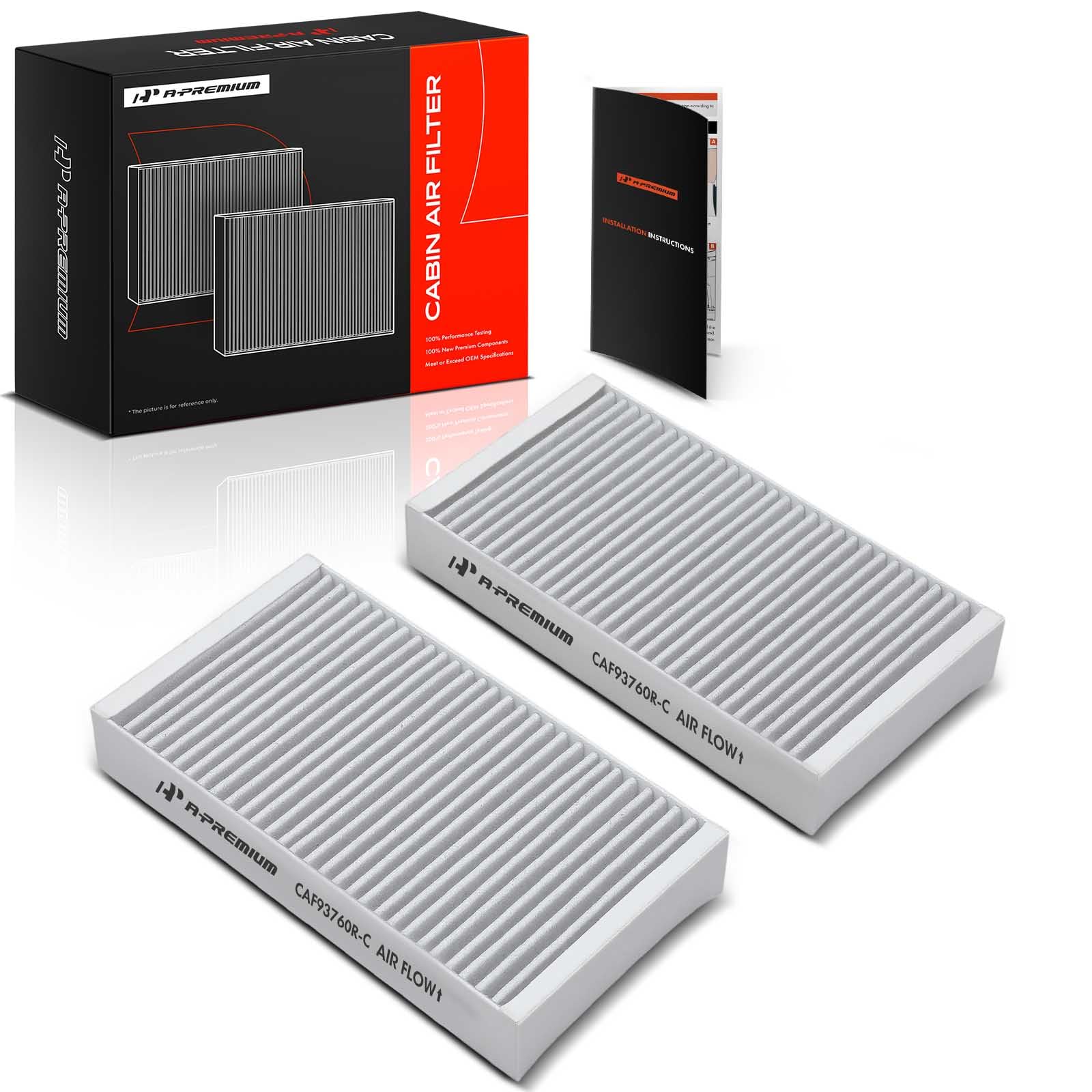 A-Premium 2-PC Cabin Air Filter with Activated Carbon Compatible with Mercedes-Benz GL320 2007-2009, GL350, GL450, GL550, G550, R320, R350, R500, R63 AMG, ML320, ML350, ML450, ML500, ML550, ML63 AMG