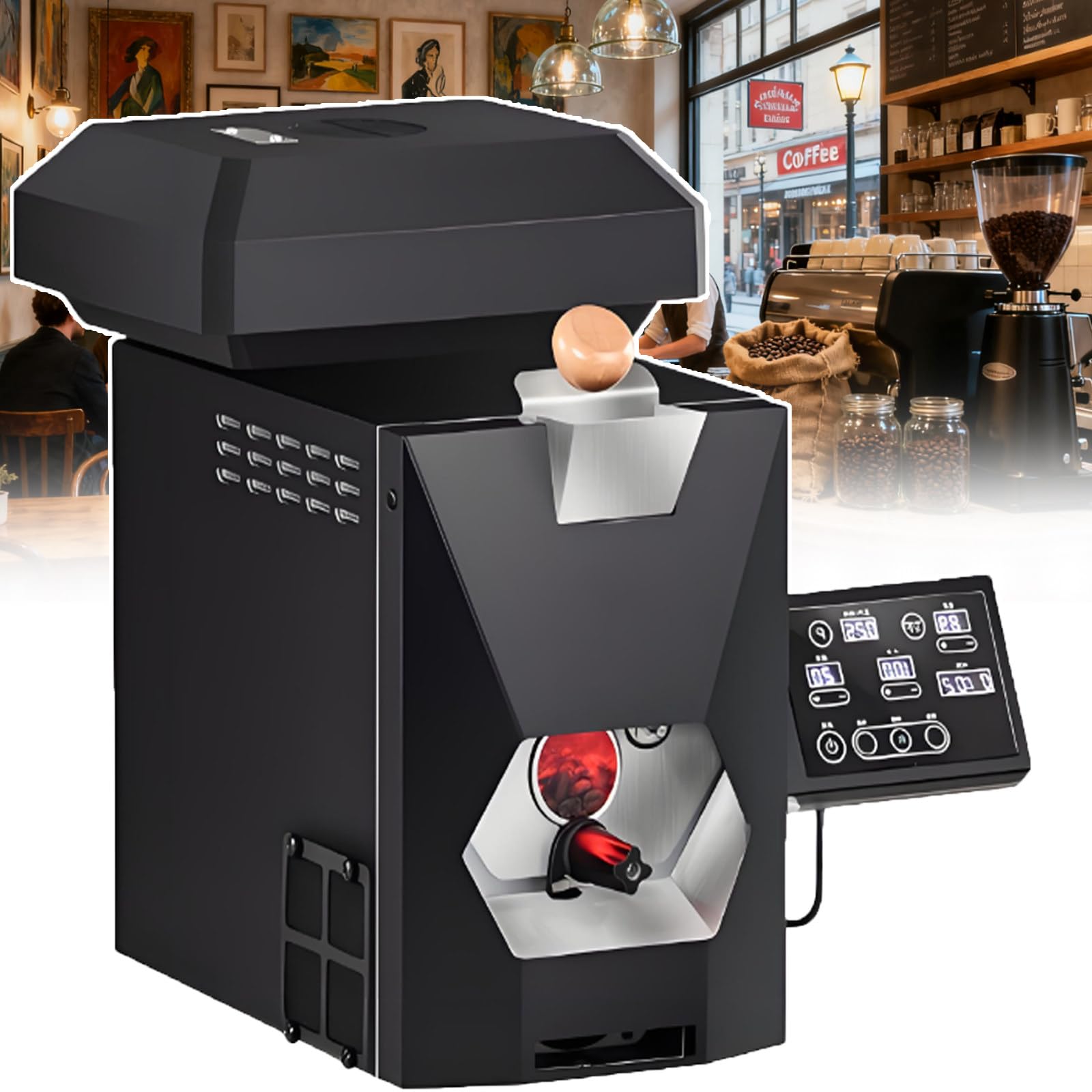 BOOZXCV Upgraded Hot Air Electric Coffee Roasters - Professional Coffee Bean Roaster Machine For Home/Commercial Use,200g Capacity,Movable Bean Tray,Smoke Purifier & Aluminum Pipe
