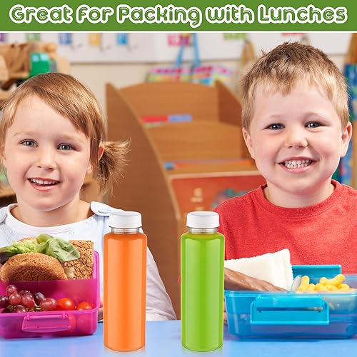 Miniatura 6 de Thenshop 24 botellas de plástico transparente de 12 onzas con tapas blancas a prueba de manipulaciones, botellas reutilizables para bebidas,