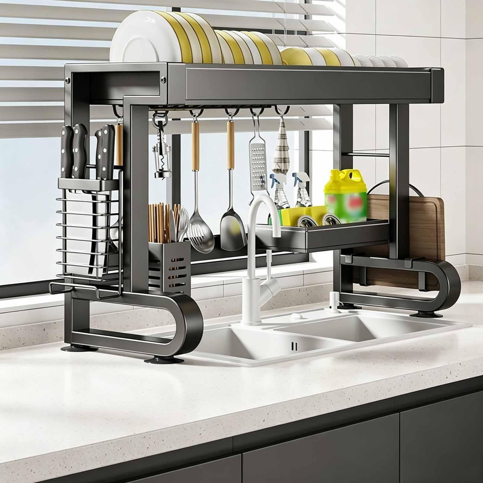 Scolapiatti Sopra Lavello ,Organizzatore Multifunzione Cucina Salvaspazio