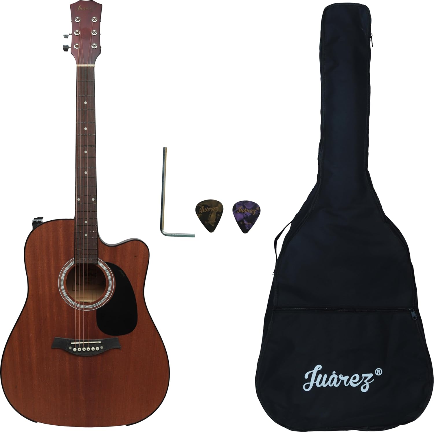 Juarez Belléza Full-Size Jumbo 41” Acoustic Guitar – Sapele Top, Rosewood Fretboard & Bridge, Alice Steel Strings, Dual Action Truss Rod, Matte Finish – With Bag & Picks (Natural)
