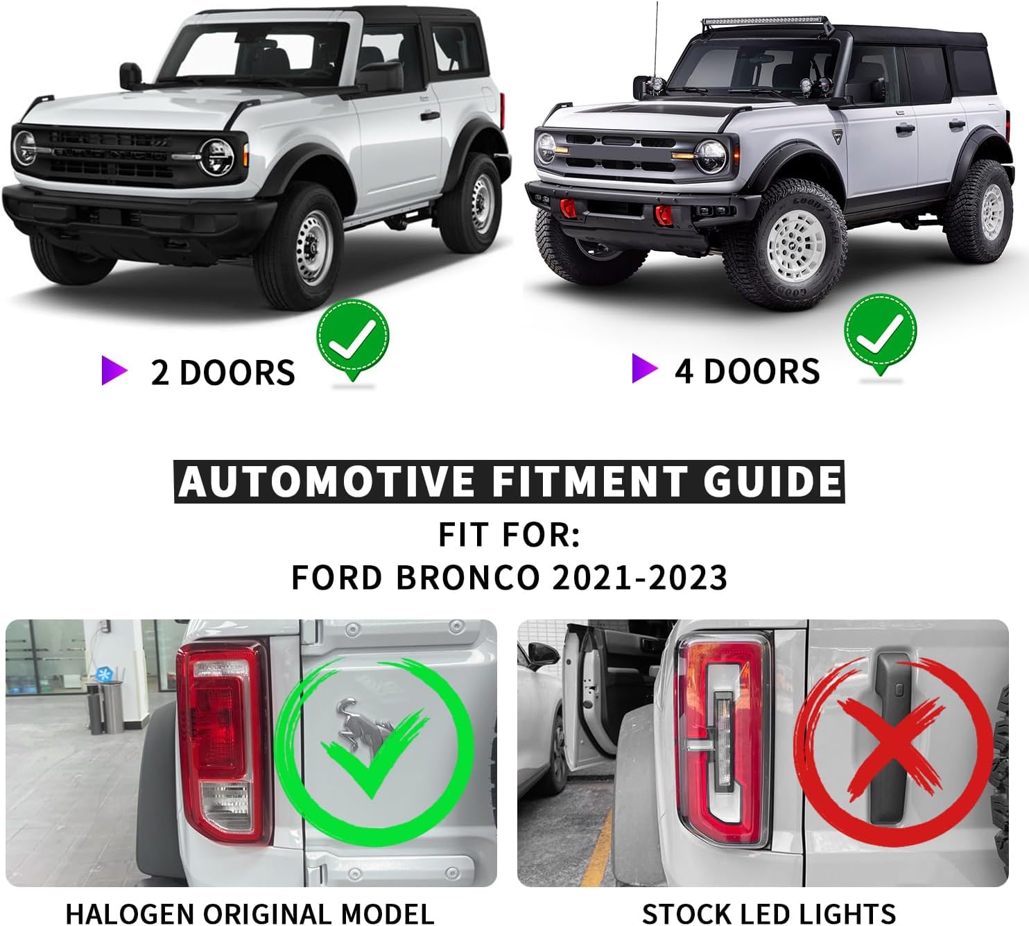 Driver Side Tail Light Compatible with Ford Bronco 2021-2025 OE Factory Style Halogen Model（No Bulb）