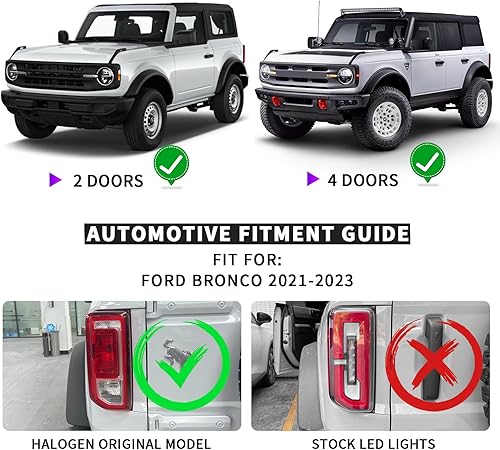Miniatura 8 de Conjunto de luz trasera para Ford Bronco 2021 2022 2023 OE estilo halógeno modelo de fábrica de repuesto (sin bombilla)