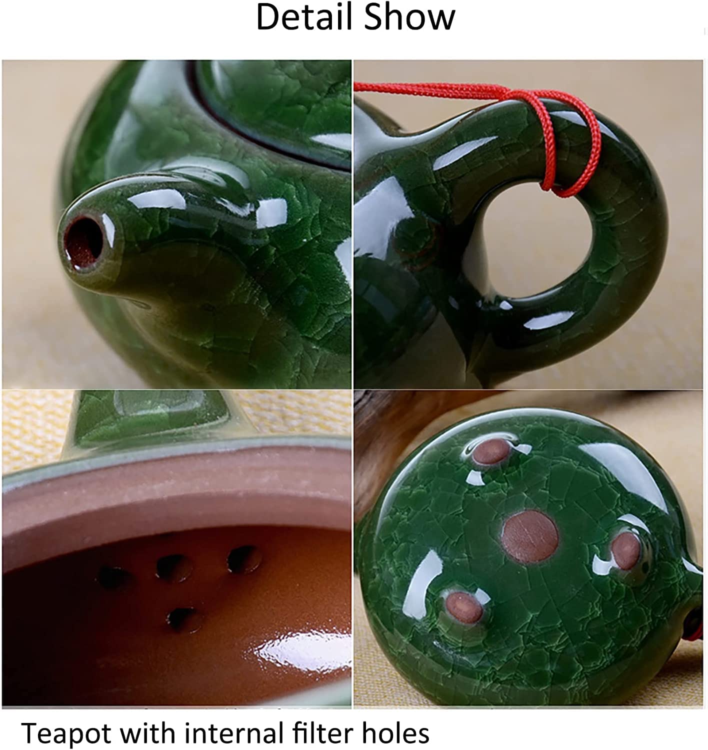 Klasyczny zestaw do herbaty z kolorową porcelaną z efektem spękania lodu - chiński zestaw filiżanek do herbaty Kung Fu, mały zestaw z 6 filiżankami do herbaty w wielu kolorach, wartość kolekcji
