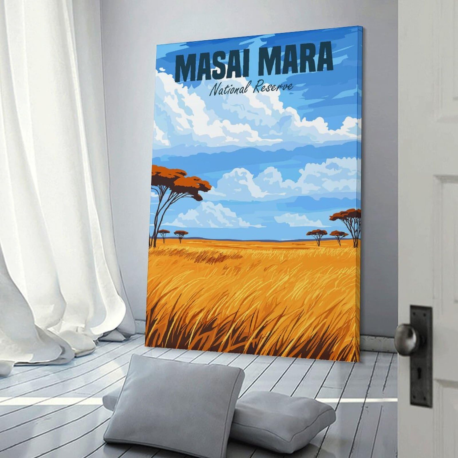 Junmoney Room Decor Wall Art Masai Mara National Reserve, 12x18inch(30x45cm), for Home Office, Desk Area Or Studio, An Interior Accent for Desk Areas