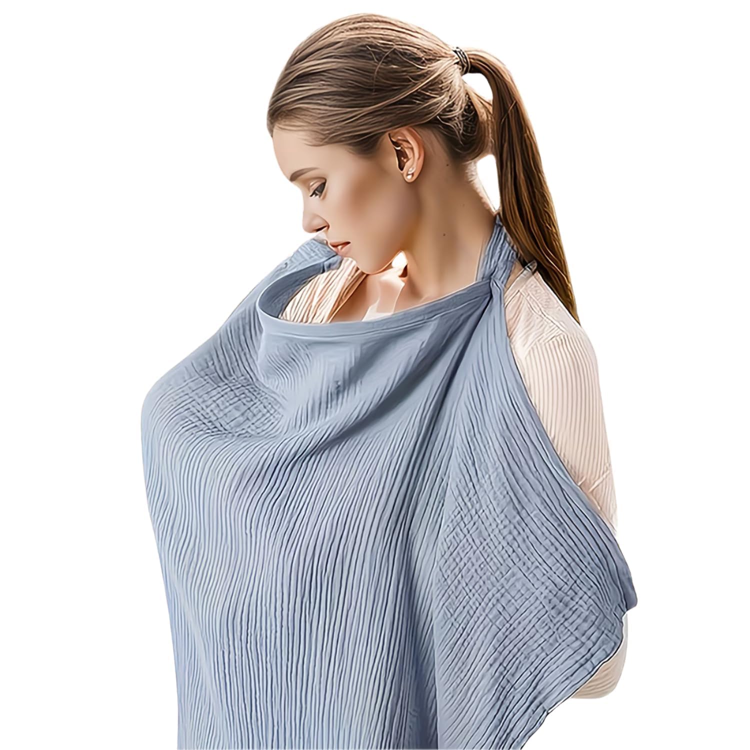 Nursing Cover for Baby Breastfeeding – Breathable 100% Cotton Nursing Apron with Rigid Hoop, Privacy Cover, Lightweight Car Seat Canopy & Multi-Use Baby Essentials (Green) (Grey)-image-15