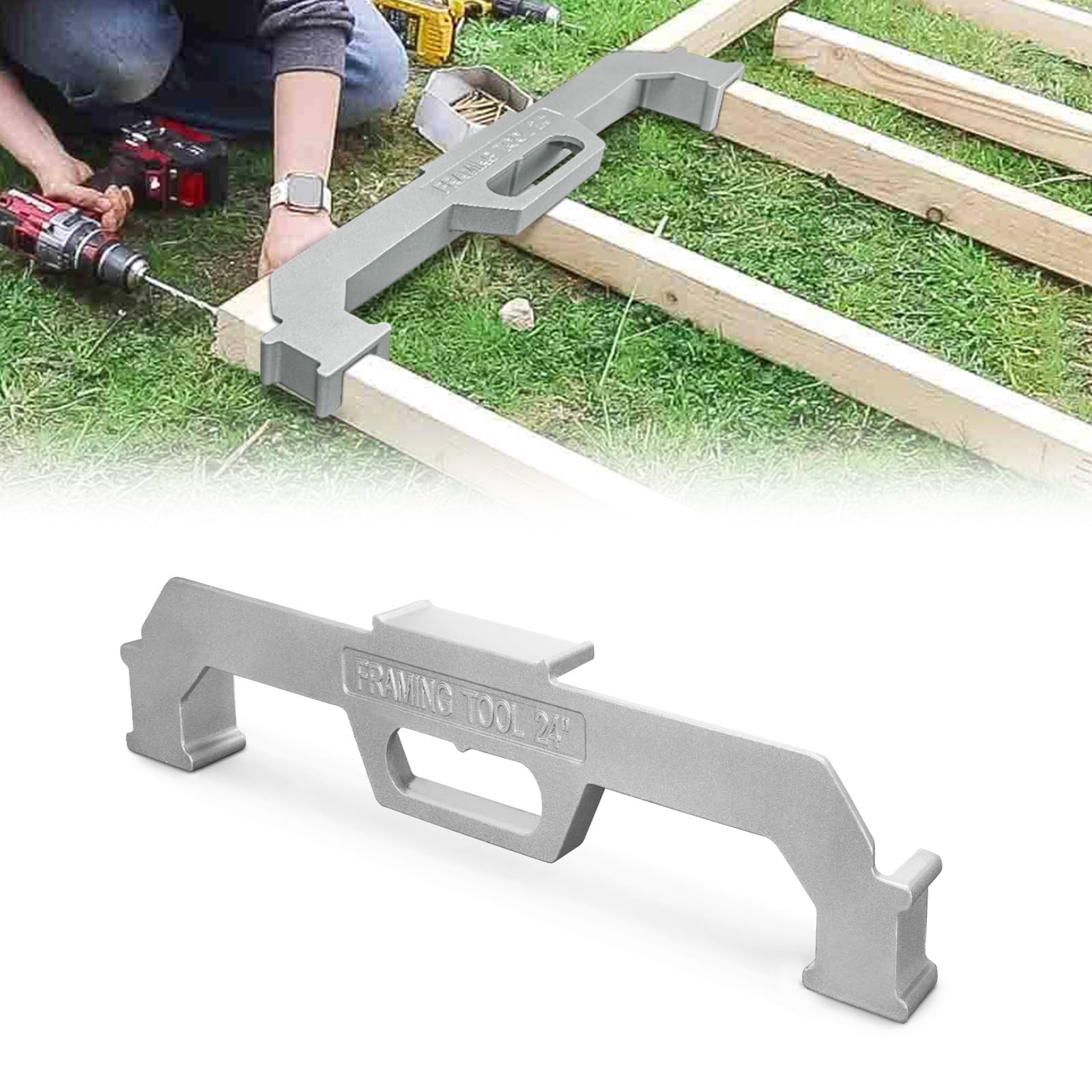 ArrtzanFraming Tools, 24 Inch On-Center Metal Framing Tool, Precision Stud Layout Tool Made of Cast Aluminum, Measurement Framing Jig, Framing Spacing Tool for Walls, Floors, Roofs or Ladders