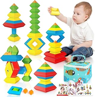 Toddlers Toys for 2 3 4 5 Year Old Boys Girls,30Pcs Montessori Toys Building Blocks Stacking Toys,Preschool Learning Activities,STEM Sensory Toys For Boys and Girls, Early Learning Educational Gift