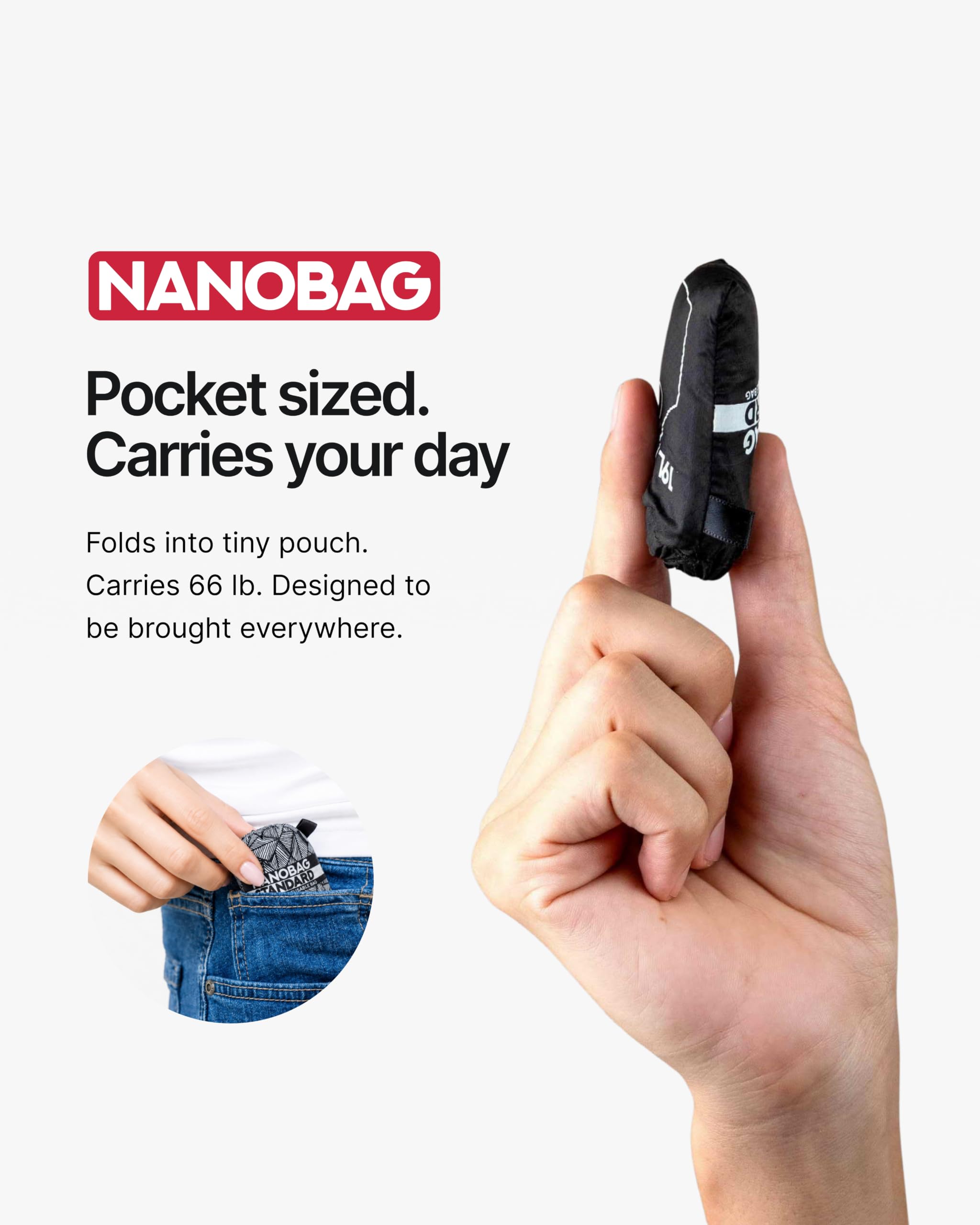 Nanobag Ultraleichte, kompakte Einkaufstasche – wiederverwendbar, klein und umweltfreundlich, faltbar, vielseitig und stilvoll