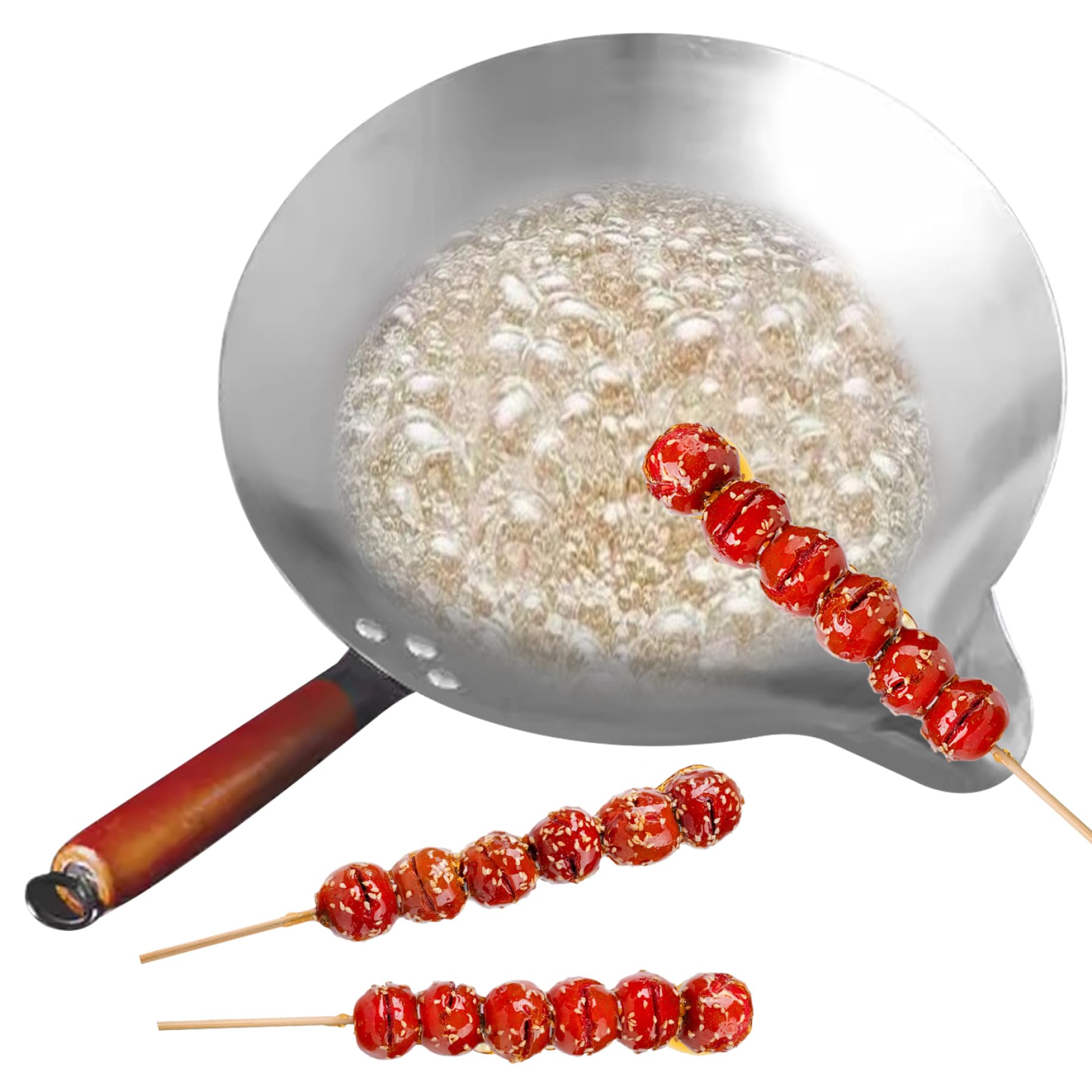 Wok en fonte polyvalent pour des ateliers tanghulu et chocolat en famille