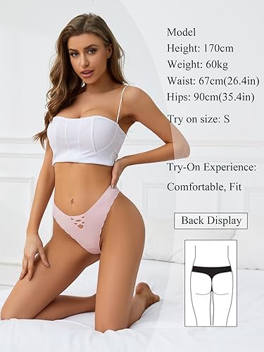 Miniatura 6 de Tanga G String para mujer, tangas invisibles, con borde ondulado, sin costuras, paquete de 6