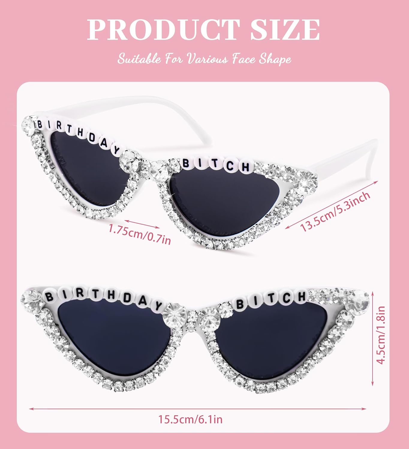 JUSTOTRY Birthday Accessories for Women - Birthday Sunglasses Decorations Gifts for Her All Age Party Favors - Image 2