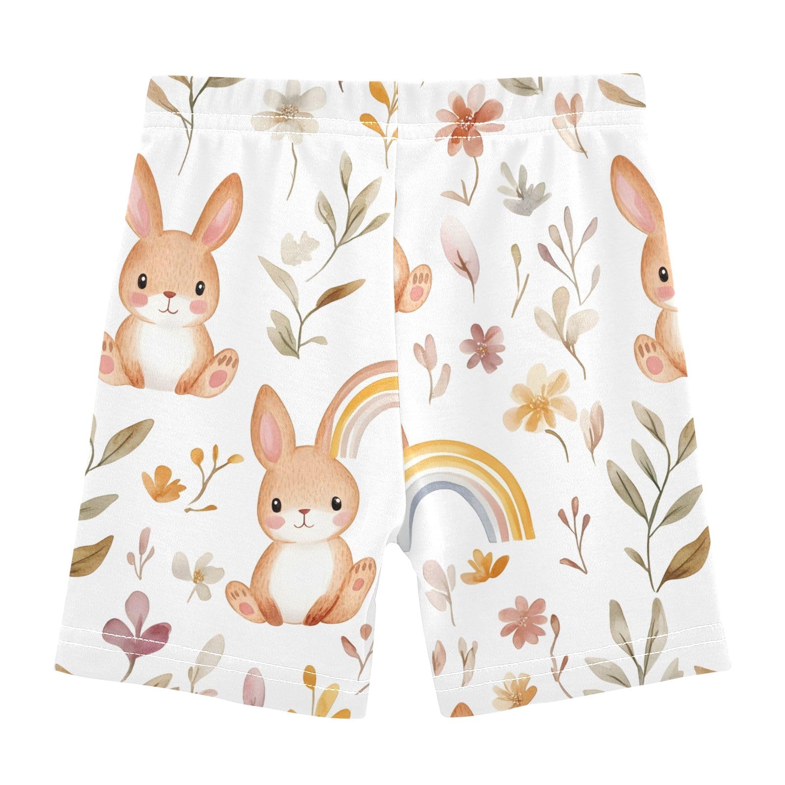 CHIFIGNO Cute Cartoon Rabbits Cartwheel Shorts for Girls Bike Shorts Breathable Under Dress Dance Short Size 10