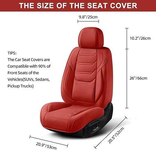 Miniatura 5 de Martha Red Car Seat Covers Full Set, Breathable Leather Automotive Front and Rear Seat Covers & Headrest for Comfortable Driving, Universal Auto