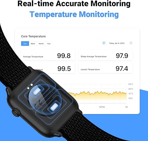 Miniatura 3 de CoCo Reloj inteligente Bluetooth para hombres y mujeres mayores monitor de salud frecuencia cardíaca temperatura corporal medición de oxígeno en